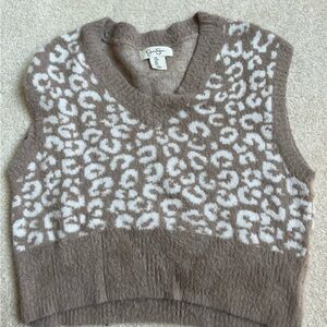 Jessica Simpson cheetah print cropped sweater vest